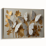 Framed canvas wall art featuring a striking butterfly design from the Insect and Arachnid collection, with a gold frame and side view showcasing intricate details and vibrant colors. Ideal for nature enthusiasts and home decor.