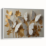 Framed wall art showcasing a vivid butterfly design from the Insect and Arachnid collection, featuring a white frame and canvas texture, perfect for nature enthusiasts.