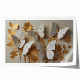 Colorful butterfly wall art print featuring intricate insect and arachnid designs on a textured background, ideal for vibrant home decor or nature-themed spaces.