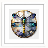 Dragonfly wall art framed print showcasing intricate insect and arachnid designs in vibrant colors, featuring a white mat for a clean presentation, ideal for nature enthusiasts.