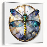 Framed wall art showcasing a detailed dragonfly design against a white background, ideal for insect lovers and nature enthusiasts. Perfect for home decor.