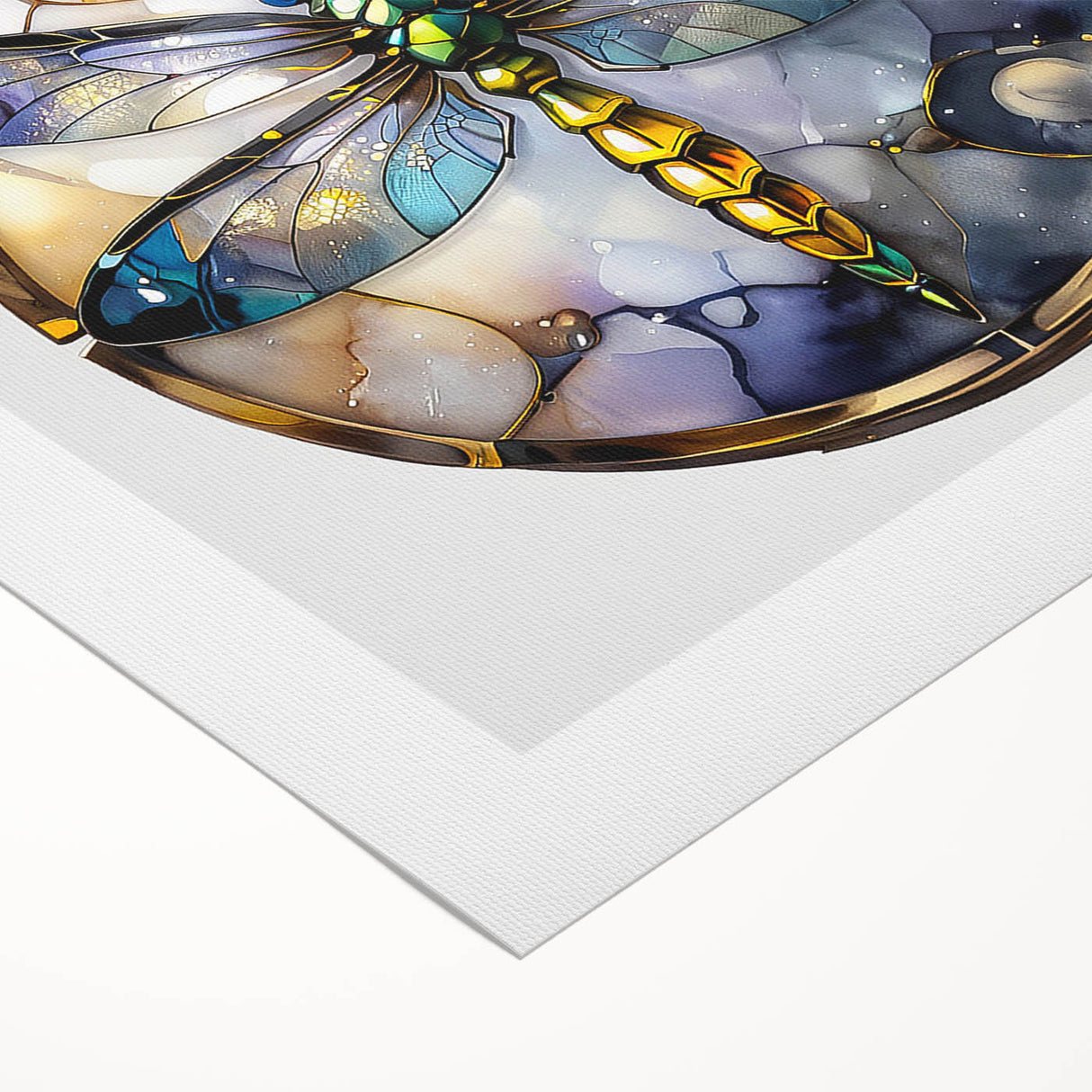 Vibrant rolled canvas art print showcasing a detailed dragonfly design, featuring intricate patterns and vivid colors, perfect for adding a natural touch to home decor.