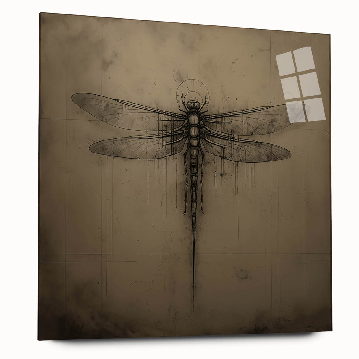 Acrylic wall art featuring a vibrant dragonfly design, showcasing intricate details and rich colors, perfect for nature lovers and modern decor enthusiasts.