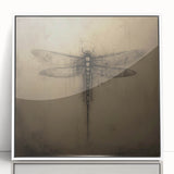 Framed wall art featuring a detailed dragonfly design, showcasing vibrant colors and intricate patterns, set against a white background for modern decor.