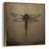 Framed wall art showcasing a vibrant dragonfly design in gold tones, set against a textured background, perfect for adding elegance to home decor.
