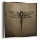 Framed wall art featuring a detailed dragonfly design on canvas, set against a silver background, showcasing intricate colors and textures, perfect for nature enthusiasts.