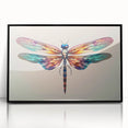 Framed wall art featuring a detailed dragonfly design, crafted with vibrant colors on acrylic. The artwork showcases intricate patterns and textures, perfect for nature enthusiasts.