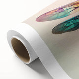 Vibrant dragonfly design wall art on rolled canvas, showcasing intricate details and colors, perfect for nature lovers and home decor enthusiasts.