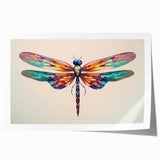 Colorful dragonfly wall art print, showcasing intricate insect and arachnid designs, ideal for nature-themed decor, rolled and ready for framing.