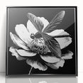 Framed wall art featuring a detailed dragonfly design with vibrant colors on a black background, showcasing intricate patterns and textures, perfect for nature enthusiasts.