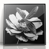 Framed wall art featuring a detailed dragonfly design with vibrant colors on a black background, showcasing intricate patterns and textures, perfect for nature enthusiasts.