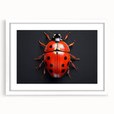 Framed wall art featuring a vibrant ladybug design from the Insect and Arachnid collection, showcasing intricate details on a white background, perfect for nature lovers.
