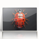 Framed wall art featuring a vibrant ladybug design on a white background, showcasing intricate details and colors, ideal for nature lovers and home decor enthusiasts.