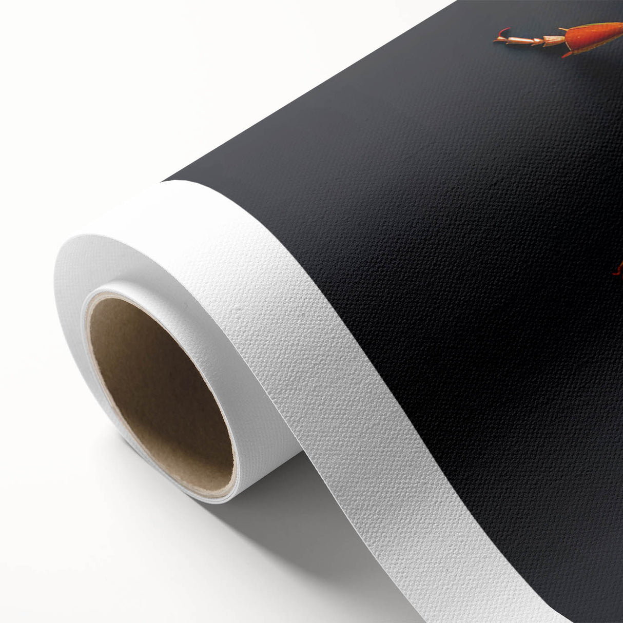 Vibrant rolled canvas art featuring a detailed ladybug design, showcasing bright red and black colors against a subtle background, perfect for insect enthusiasts.