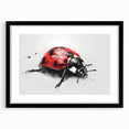 Framed wall art collection featuring a vibrant ladybug design with intricate details and a black mat, perfect for nature enthusiasts and home decor lovers.