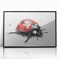 Framed acrylic wall art featuring a vibrant ladybug design, set against a black background, ideal for nature lovers and home decor enthusiasts.