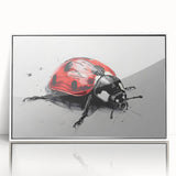 Framed wall art featuring a colorful ladybug design against a white background, showcasing intricate details and vibrant colors, perfect for insect enthusiasts and home decor.