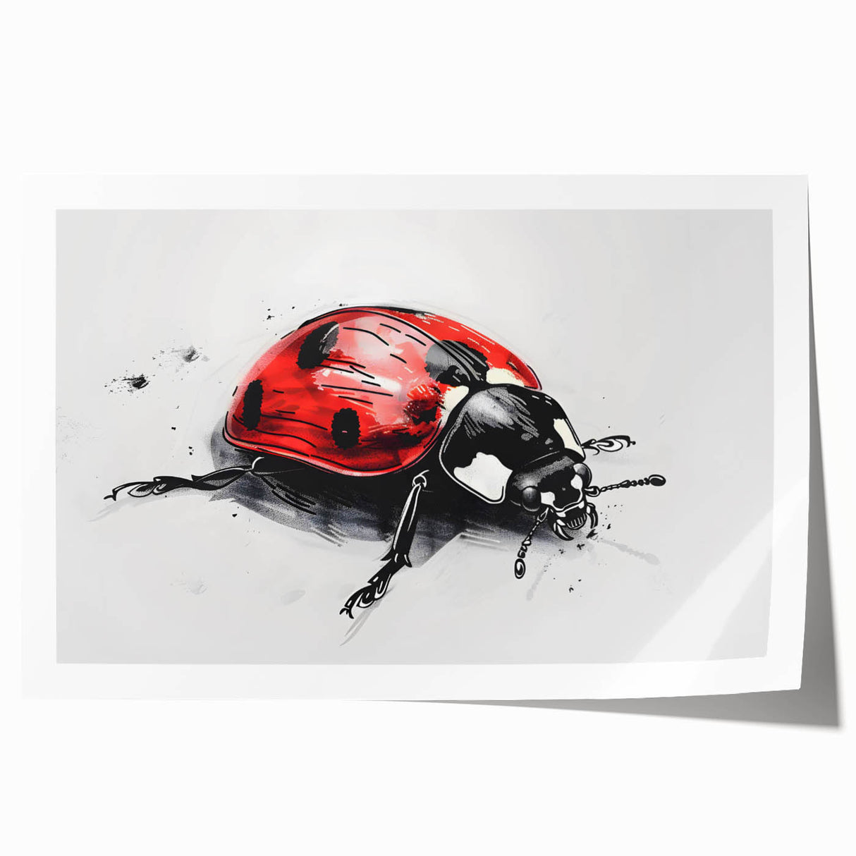Colorful rolled print showcasing a detailed ladybug design as part of an insect and arachnid wall art collection, perfect for nature-themed decor.