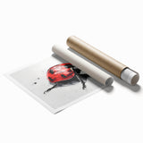 Colorful rolled wall art print showcasing a detailed design of a ladybug among various insects and arachnids, perfect for nature enthusiasts and home decor.