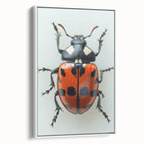 Framed canvas wall art featuring a vibrant ladybug design, showcasing intricate details and bold colors, perfect for adding a whimsical touch to home decor.