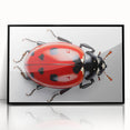 Framed acrylic wall art showcasing a vibrant ladybug design, set against a black background, perfect for adding a touch of nature-inspired decor to any room.
