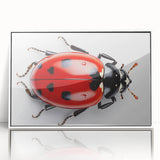 Framed acrylic wall art featuring a vibrant ladybug design, showcasing intricate details and bright colors against a white background, perfect for nature-themed decor.