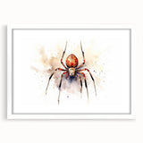 Insect and arachnid wall art collection featuring a spider design in a white frame with a mat, showcasing intricate details and textures perfect for home decor.
