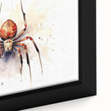 Close-up of a framed canvas wall art piece showcasing a detailed insect and arachnid spider design, featuring intricate textures and vibrant colors, perfect for nature enthusiasts and modern decor.