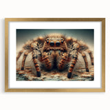 Framed wall art featuring a detailed insect and arachnid spider design in gold, showcasing intricate patterns and textures, perfect for nature enthusiasts.