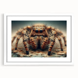 Framed wall art featuring intricate insect and arachnid spider designs, set in a sleek white frame with a mat, ideal for nature lovers and modern decor enthusiasts.