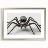 Silver-framed wall art collection featuring detailed insect and arachnid spider designs, displayed with a mat for an elegant presentation, perfect for nature enthusiasts.