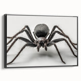 Framed wall art showcasing a detailed insect and arachnid spider design, featuring a sleek black frame and a side view perspective, ideal for nature enthusiasts and modern decor.