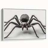 Framed wall art featuring a detailed insect and arachnid spider design on canvas, showcased in a white frame, perfect for nature enthusiasts and home decor.