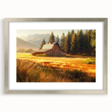Framed wall art collection showcasing a rustic barn landscape design with a silver mat. The artwork features vibrant colors, perfect for enhancing home decor.