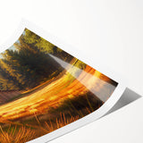 Barn-themed wall art print featuring a picturesque landscape with rustic barns under a clear blue sky, showcasing vibrant colors and serene countryside vibes, ideal for home decor enthusiasts.