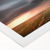 Rolled canvas wall art showcasing a serene landscape with a rustic barn, vibrant green fields, and a clear blue sky, ideal for farmhouse decor, enhancing any living space.