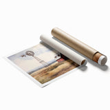 Vibrant rolled print showcasing a serene landscape with a rustic barn, ideal for home decor. Perfectly packaged for easy display, enhancing any room's ambiance.