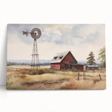 Rustic barn landscape wall art collection displayed on a wooden easel, showcasing vibrant colors and intricate details of farm scenery, perfect for home decor.