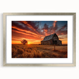 Framed landscape barn wall art collection in silver, showcasing a serene countryside scene with vibrant colors and intricate details, perfect for home decor.