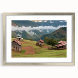 Framed wall art collection featuring a serene landscape of a rustic barn, detailed with a silver mat and frame. Ideal decor for home or office, enhancing rustic charm.