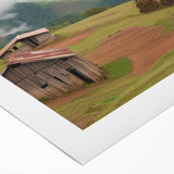 Rustic landscape wall art featuring a serene barn scene, printed on high-quality rolled canvas, showcasing vibrant colors and intricate details for a cozy home decor touch.