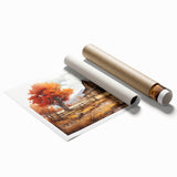 Rolled print of a serene landscape featuring a rustic barn surrounded by lush green fields under a clear blue sky, ideal for farmhouse decor. Perfect for nature lovers.