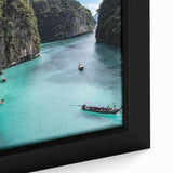 Framed canvas artwork showcasing a vibrant beach landscape with vivid colors and intricate details, ideal for enhancing home decor and creating a calming atmosphere.