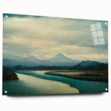 Acrylic glass wall art featuring a vibrant beach landscape design, displayed from the side with visible mounting pins, emphasizing its modern aesthetic and striking colors.