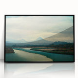 Framed acrylic wall art featuring a serene beach landscape with vibrant colors, set in a sleek black frame, perfect for modern home decor. Ideal for enhancing coastal-themed interiors.