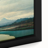 Framed canvas wall art showcasing a vibrant beach landscape scene with turquoise waters and golden sand, perfect for adding a coastal vibe to home decor.