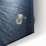 Close-up of a stunning acrylic glass wall art piece depicting a serene beach landscape, showcasing vibrant blues and golden sands, perfect for home decor.