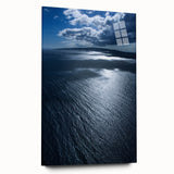 Acrylic wall art collection showcasing a serene beach landscape design, featuring vibrant colors and intricate details. The artwork is displayed in a side view without pins, highlighting its modern aesthetic and suitability for home decor.