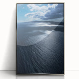 Framed wall art collection showcasing a stunning beach landscape design with vibrant colors and a sleek silver frame, perfect for enhancing home decor.