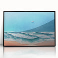 Framed wall art featuring a serene beach landscape design with vibrant colors, set in a sleek black frame, perfect for home decor and relaxation themes.